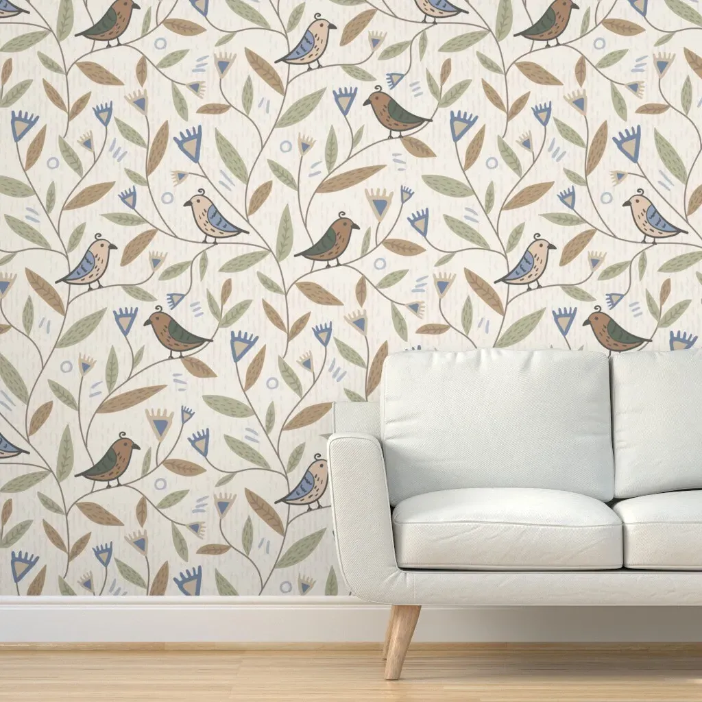 Bird Shrubs Peel and Stick Wallpaper - Brown product
