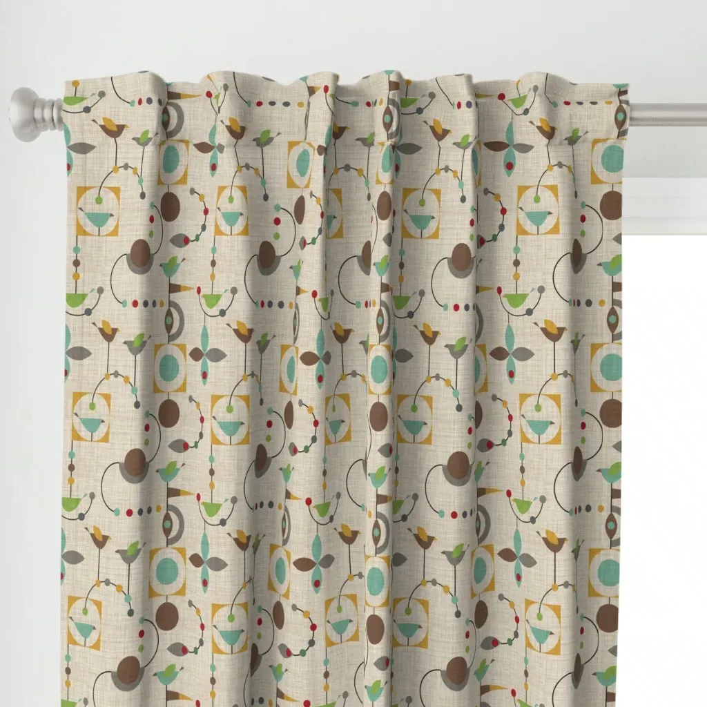 Birdland Curtain Panel - Beige alternate view