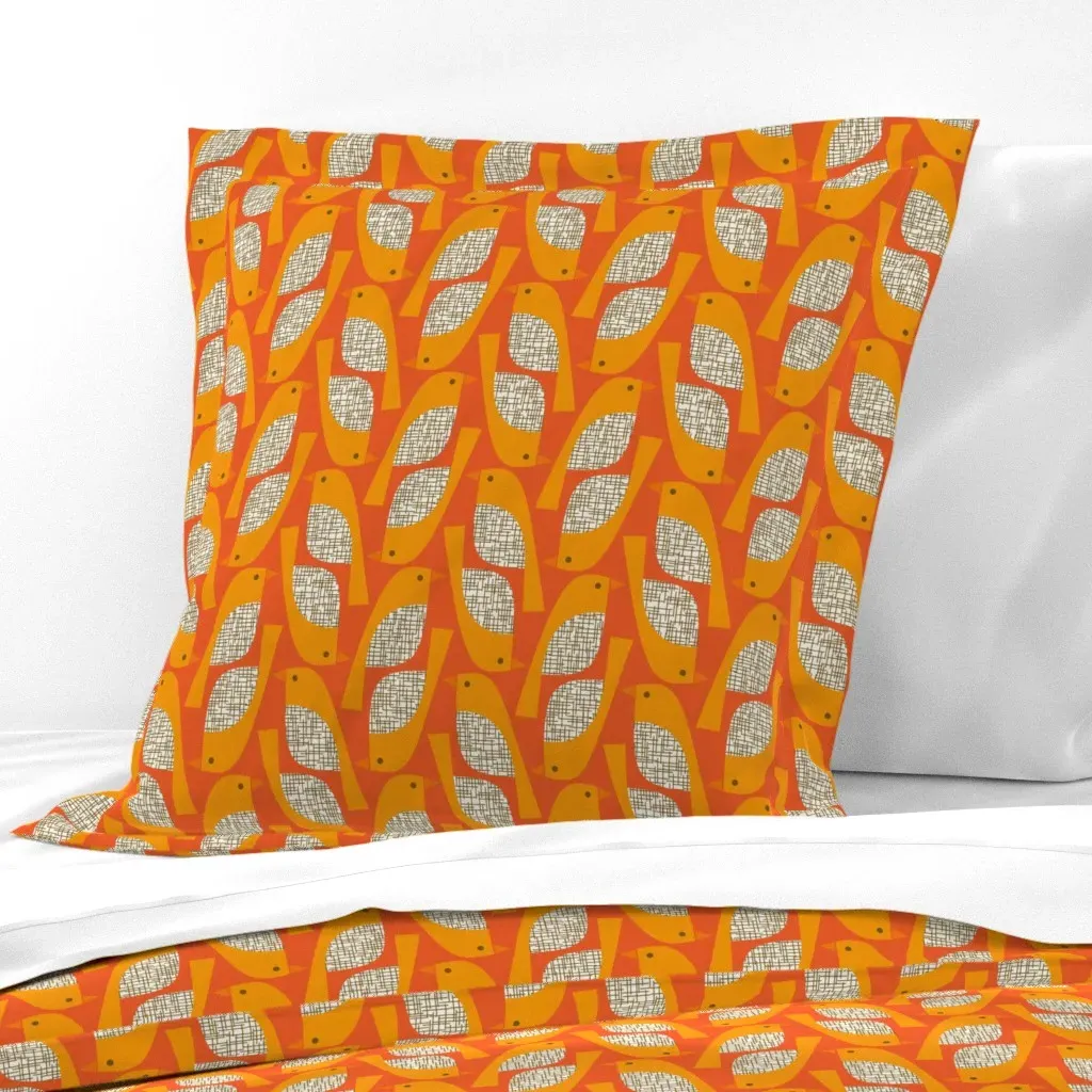 Birds And Tweed Euro Pillow Sham - Orange product