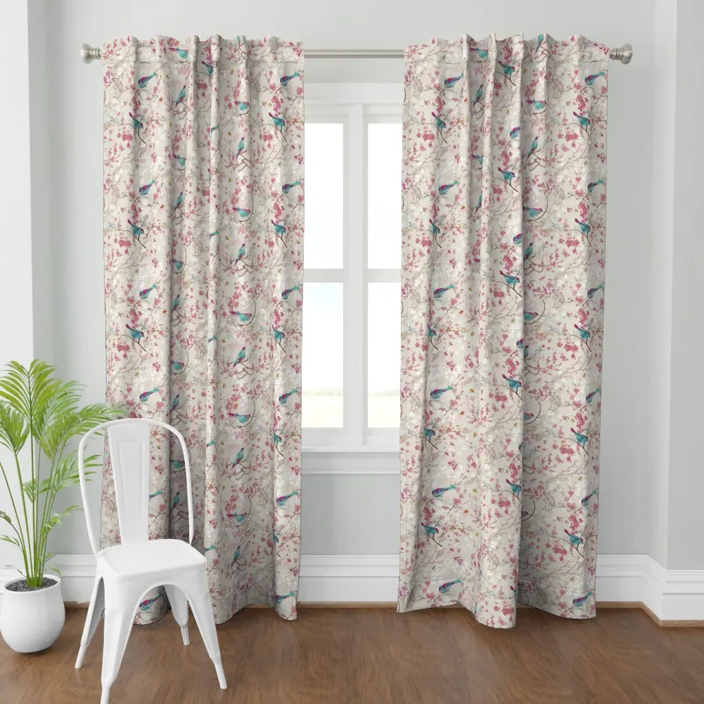Birds + Bees Medium Curtain Panel - Pink product