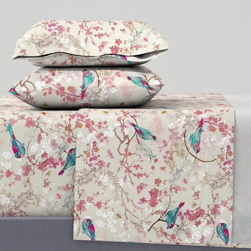 Birds + Bees Queen Sheet Set - Pink product