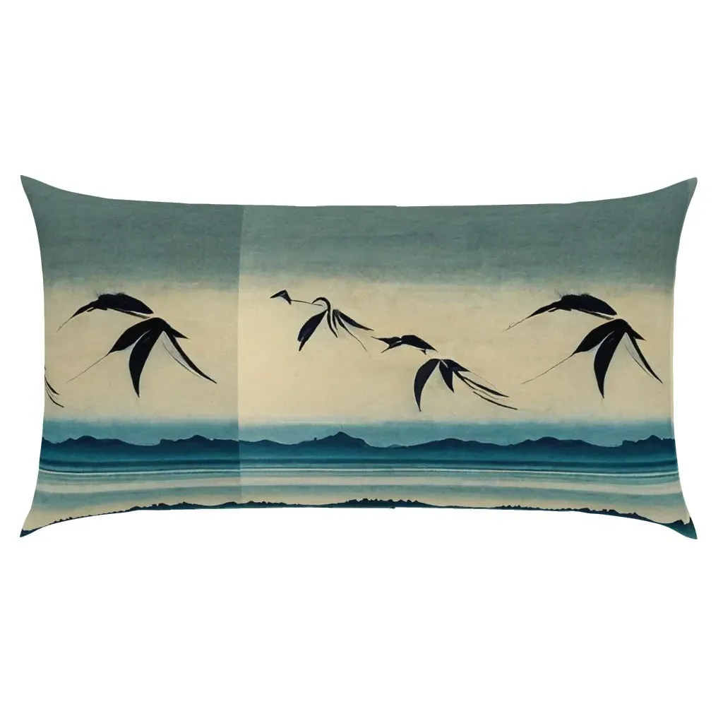Birds In Flight Landscape King Pillow Sham - Deep Blue product