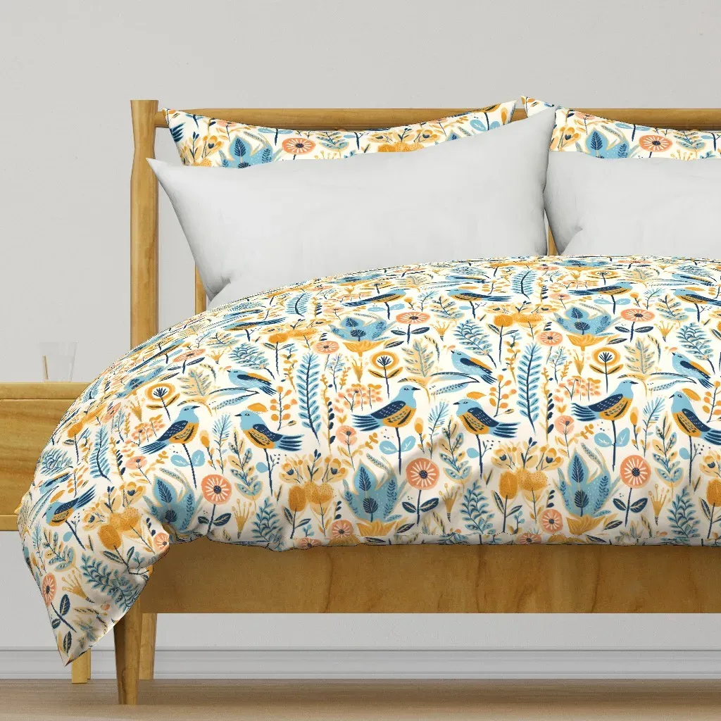 Birds In The Forest Duvet Cover - Blue product