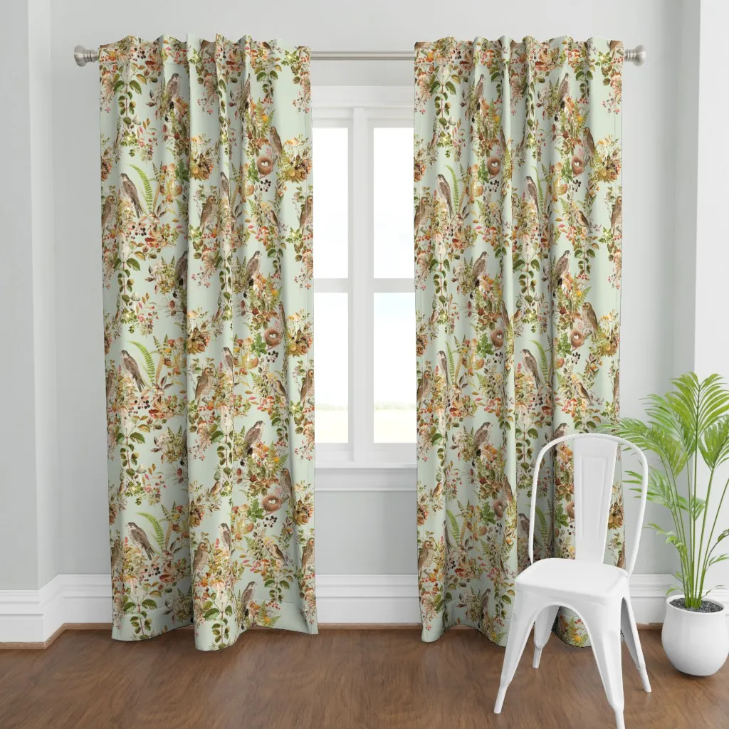 Birds In Woods V2 XL Curtain Panel - Sage Green product