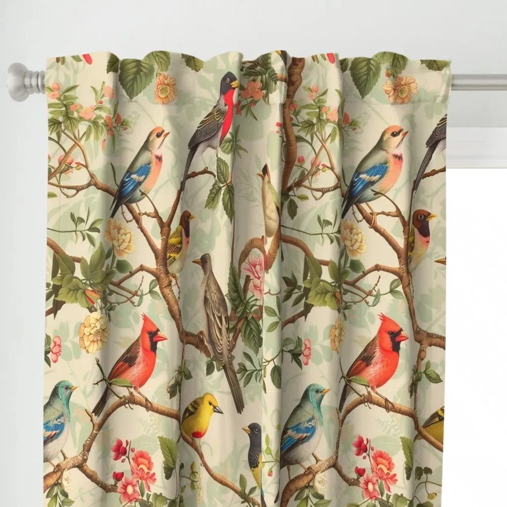 Birds Of A Feather Curtain Panel - Green alternate view
