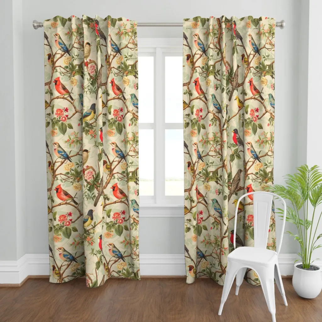 Birds Of A Feather Curtain Panel - Green product