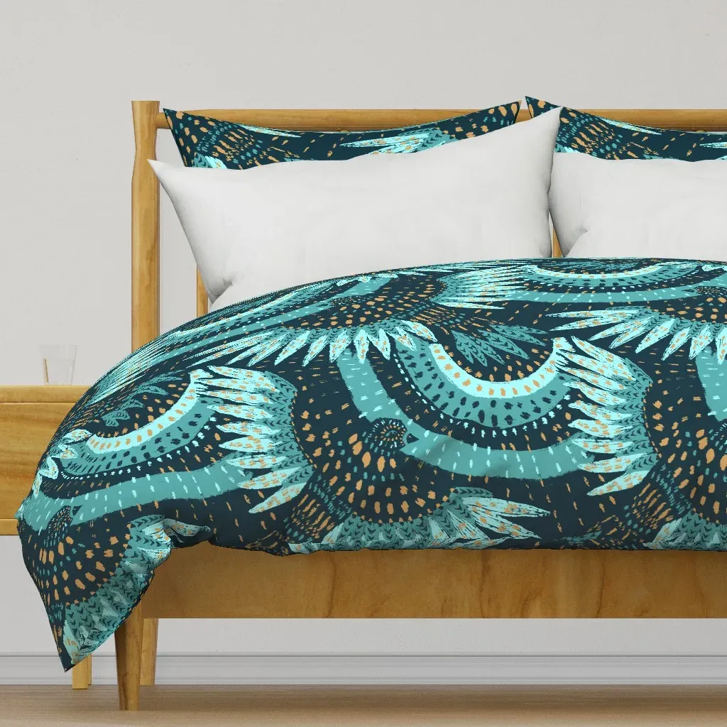 Birds Of A Feather Flock Duvet Cover - Teal product