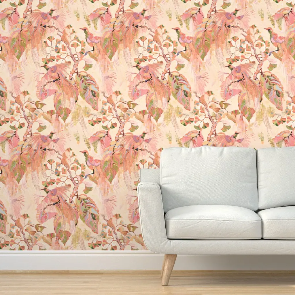 Birds Of Paradise Peel and Stick Wallpaper - Peach product