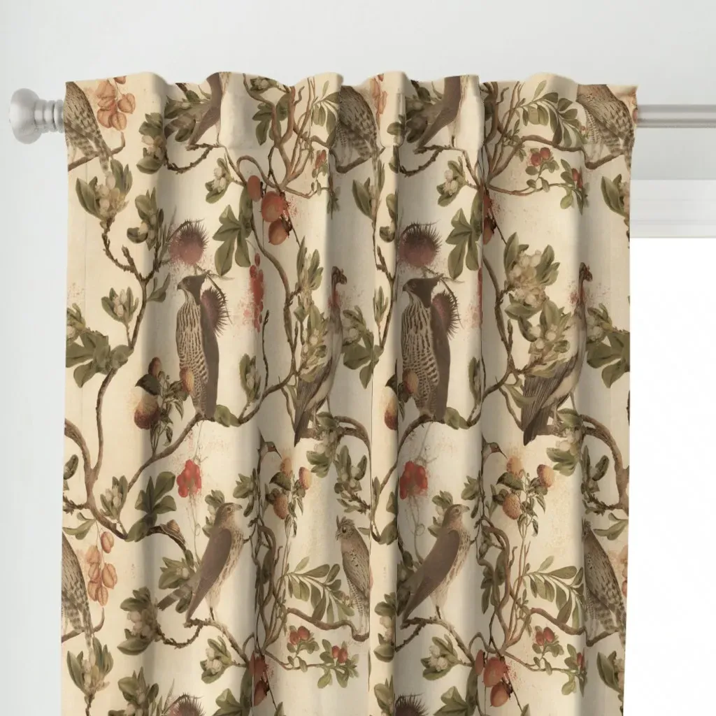Birds Of Prey Fantasia Curtain Panel - Beige alternate view