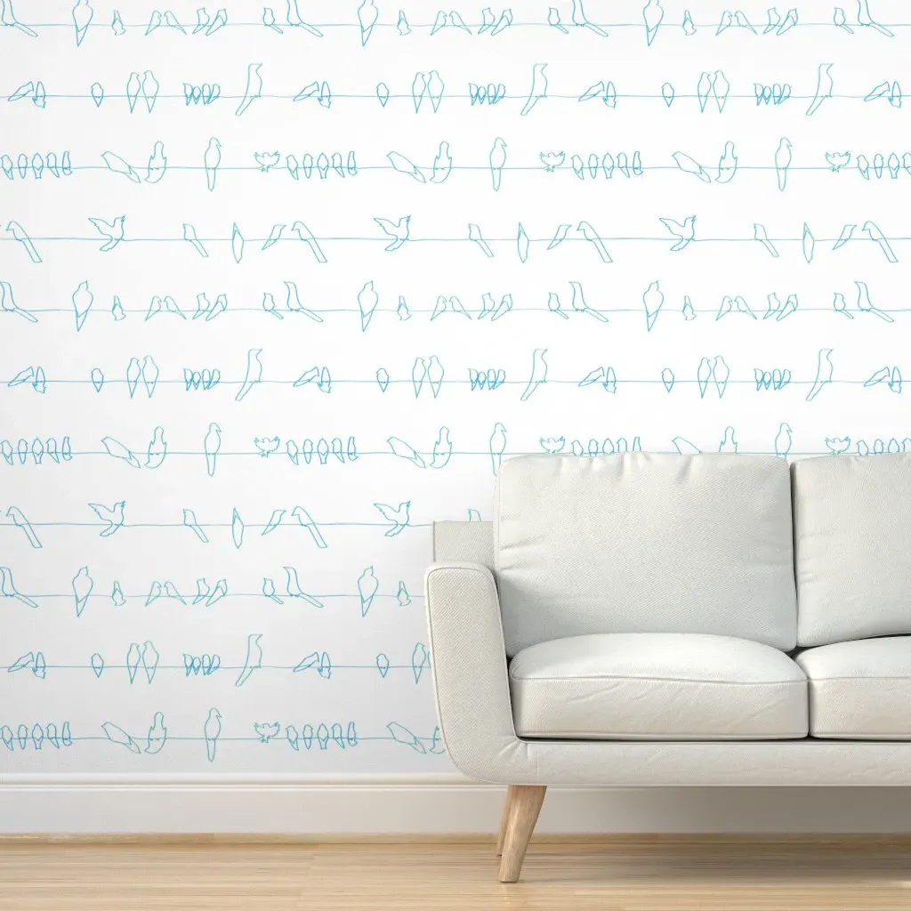 Birds On A Wire Peel and Stick Wallpaper - Light Blue product