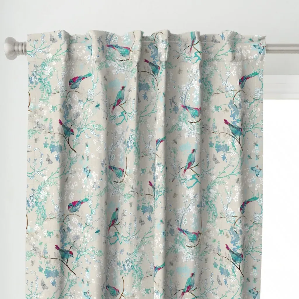 Birds + The Bees Curtain Panel - Teal alternate view