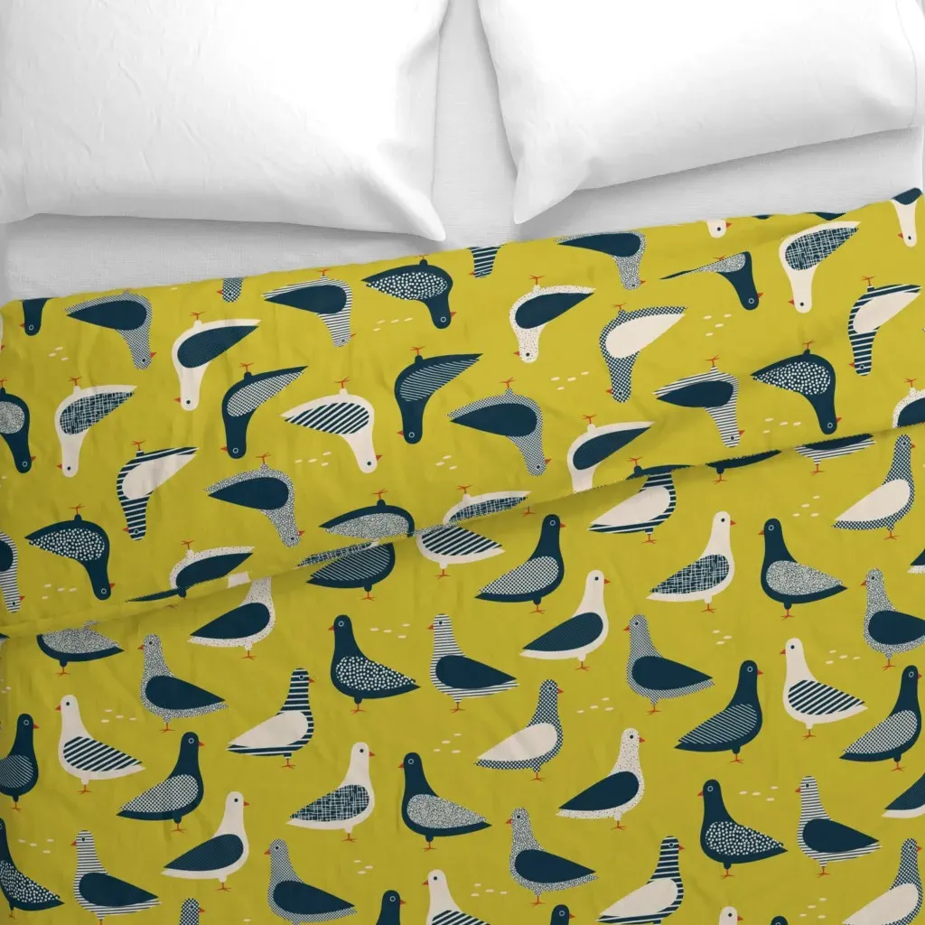 Birdy In The Sky Duvet Cover - Mustard Yellow alternate view