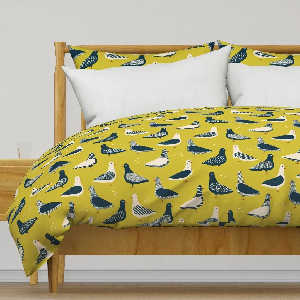 Birdy In The Sky Duvet Cover - Mustard Yellow product
