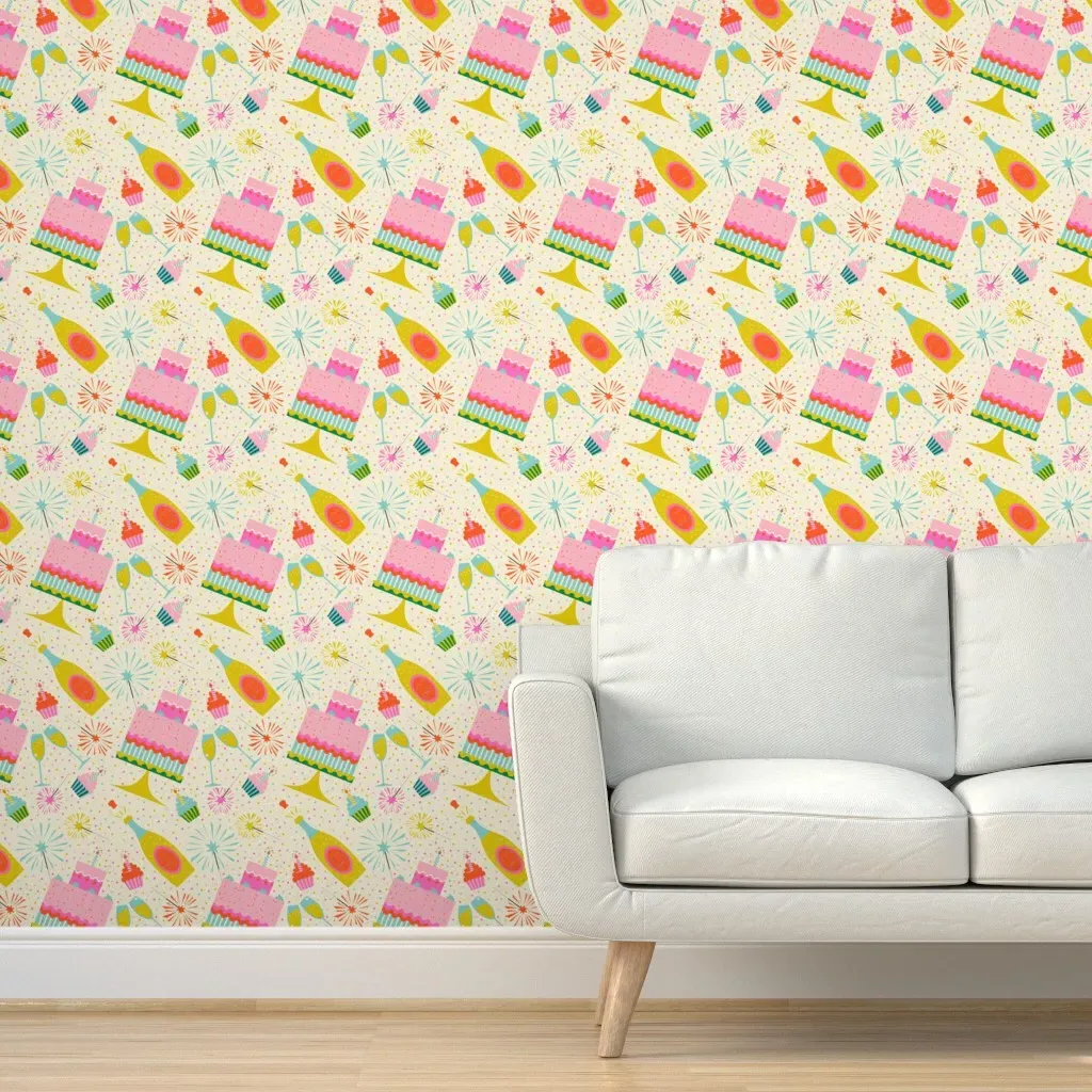 Birthday Party Peel and Stick Wallpaper - Pink product