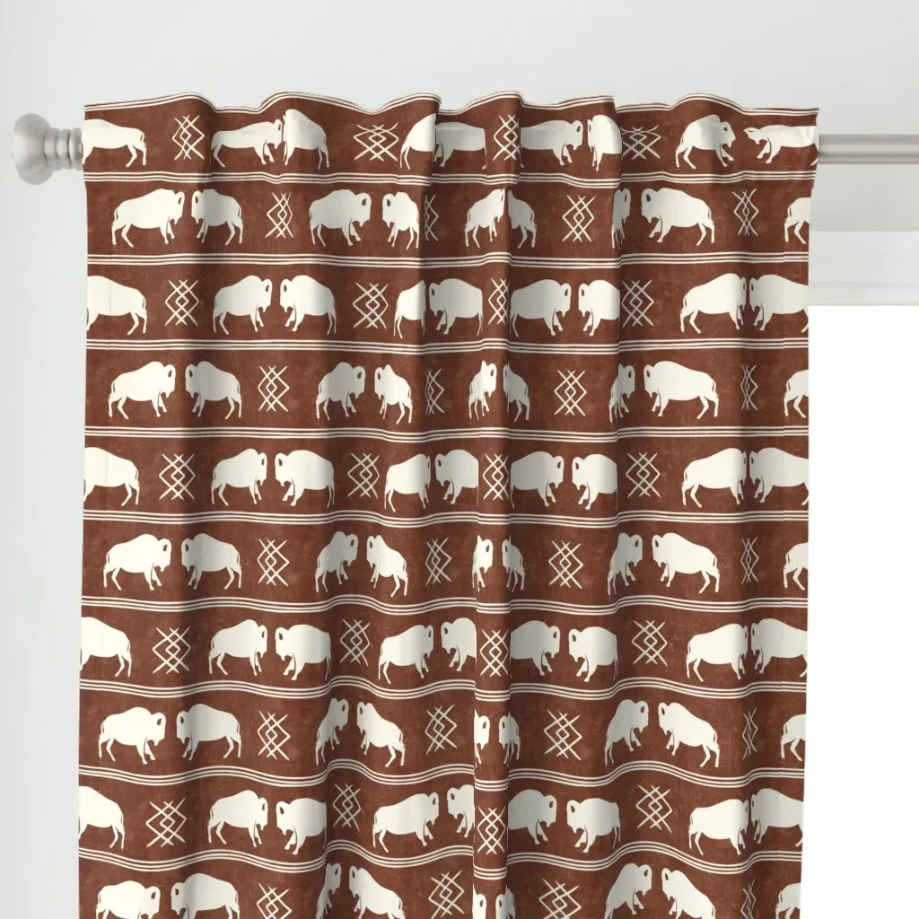 Bison Stripes Aztec Curtain Panel - Terracotta alternate view