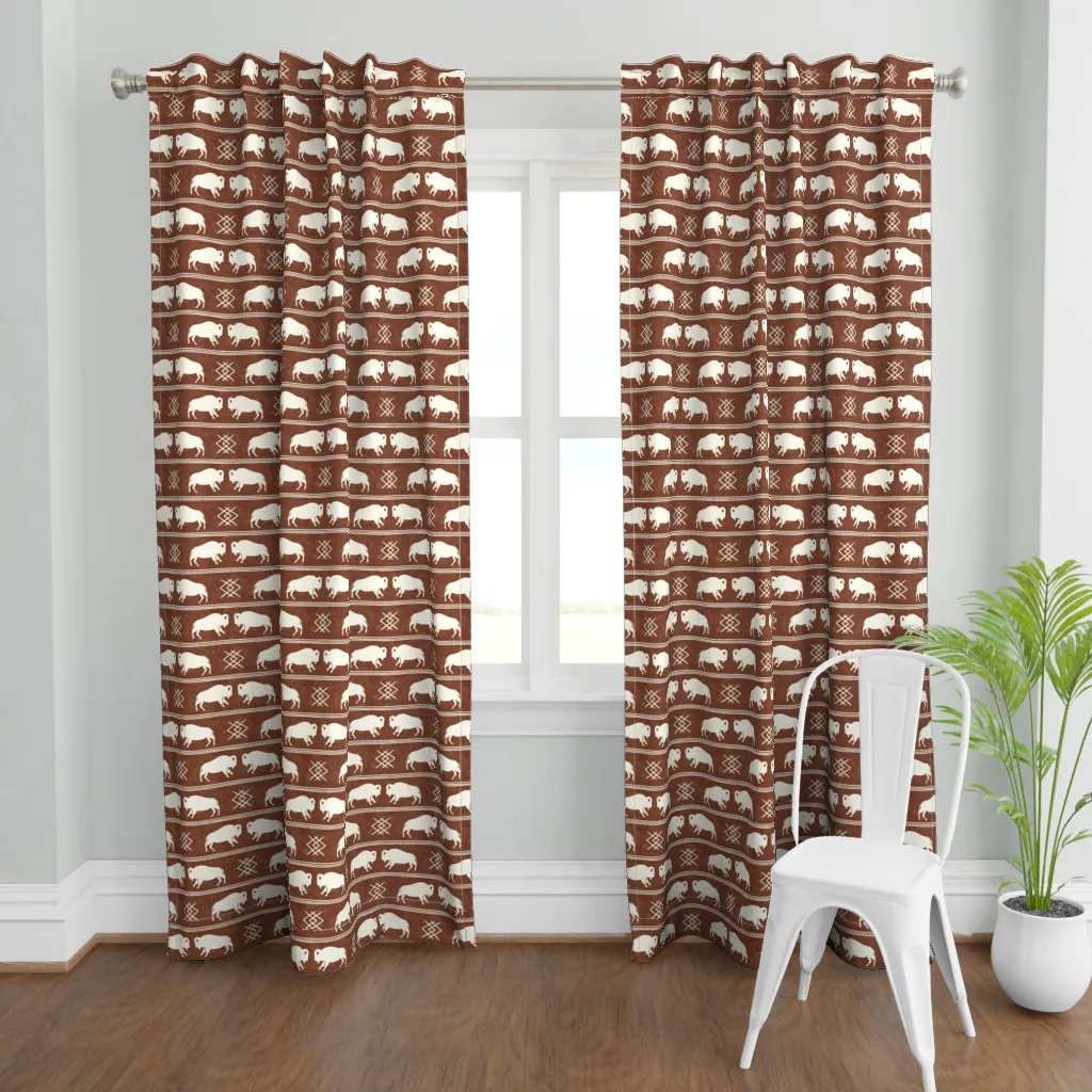 Bison Stripes Aztec Curtain Panel - Terracotta product