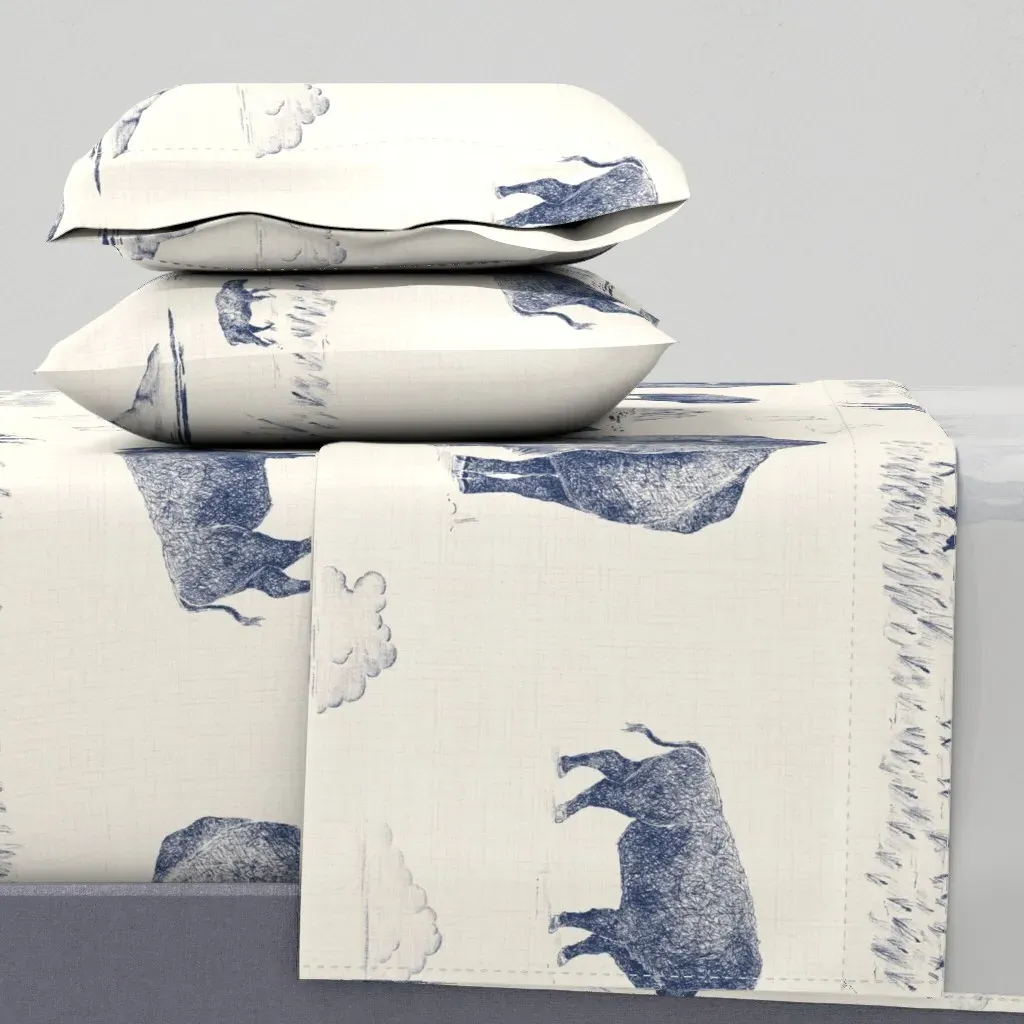 Bison Toile Queen Sheet Set - Indigo product