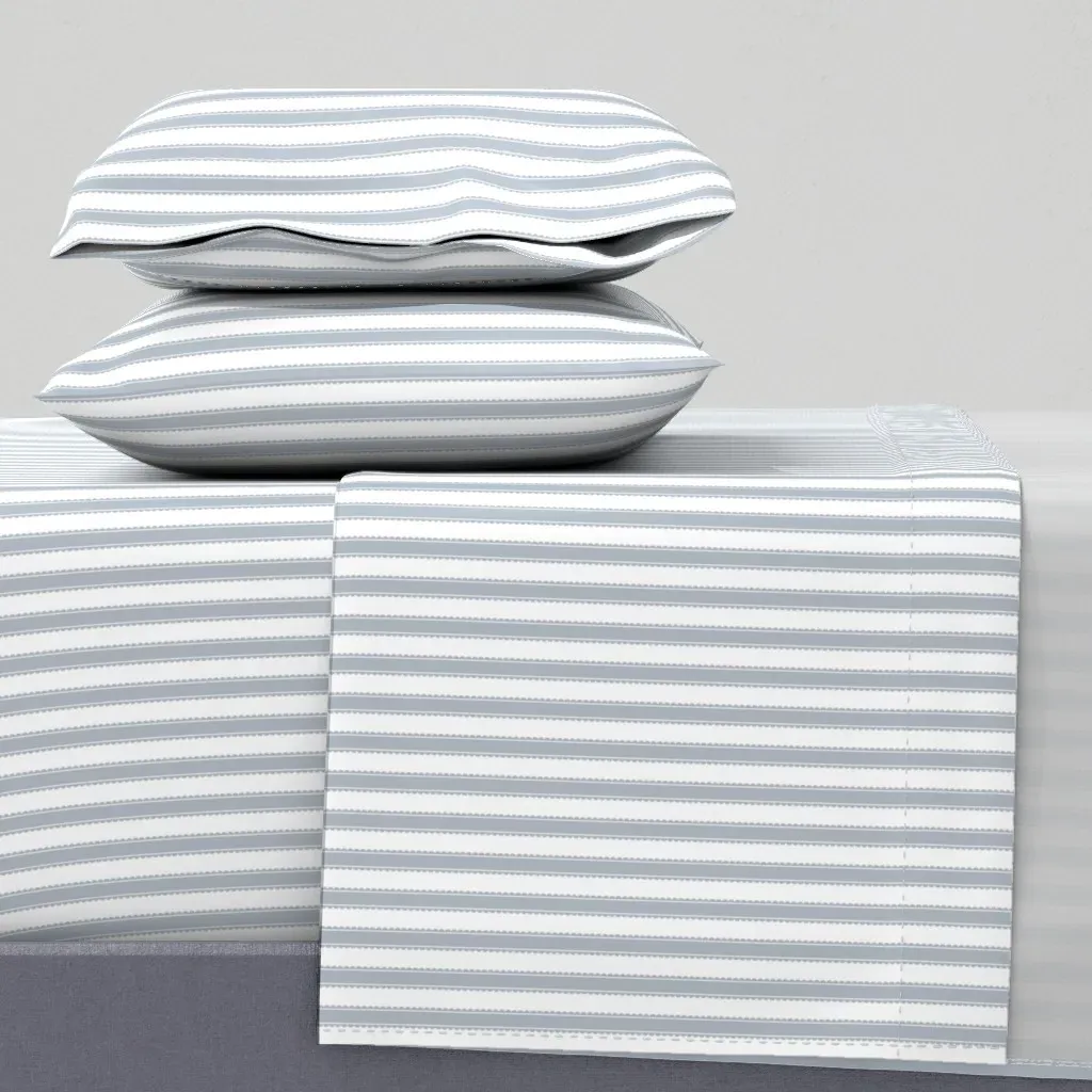 Bitsy Pinstripe Full Sheet Set - Light Blue Gray product