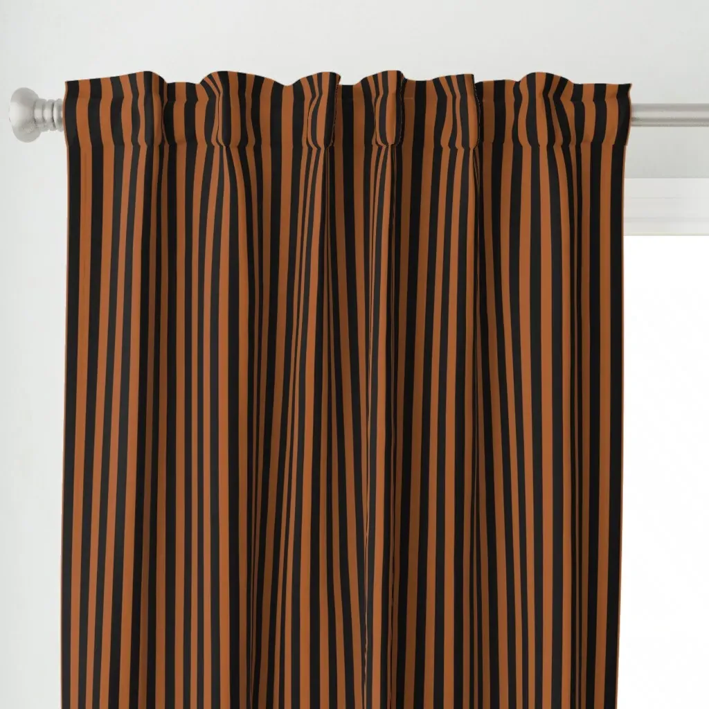 Black and Bronze Stripes Curtain Panel - Brown alternate view