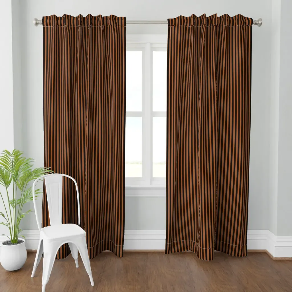 Black and Bronze Stripes Curtain Panel - Brown product
