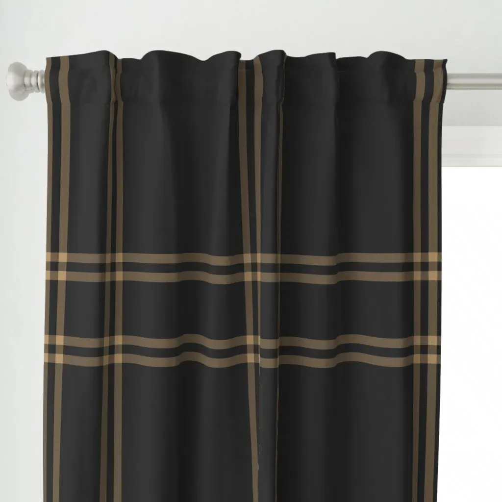 Black and Gold Plaid Curtain Panel - Dark Gray alternate view