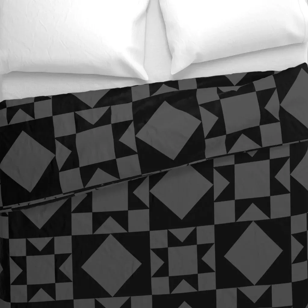 Black And Gray Minimalist Duvet Cover - Black alternate view