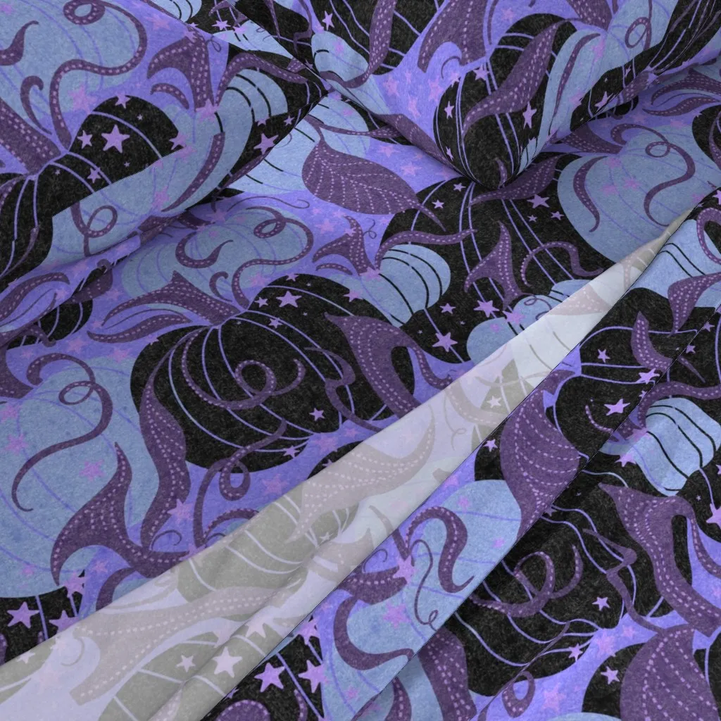 Black and Pastel Purple Pumpkin Patch Twin Sheet Set - Periwinkle alternate view