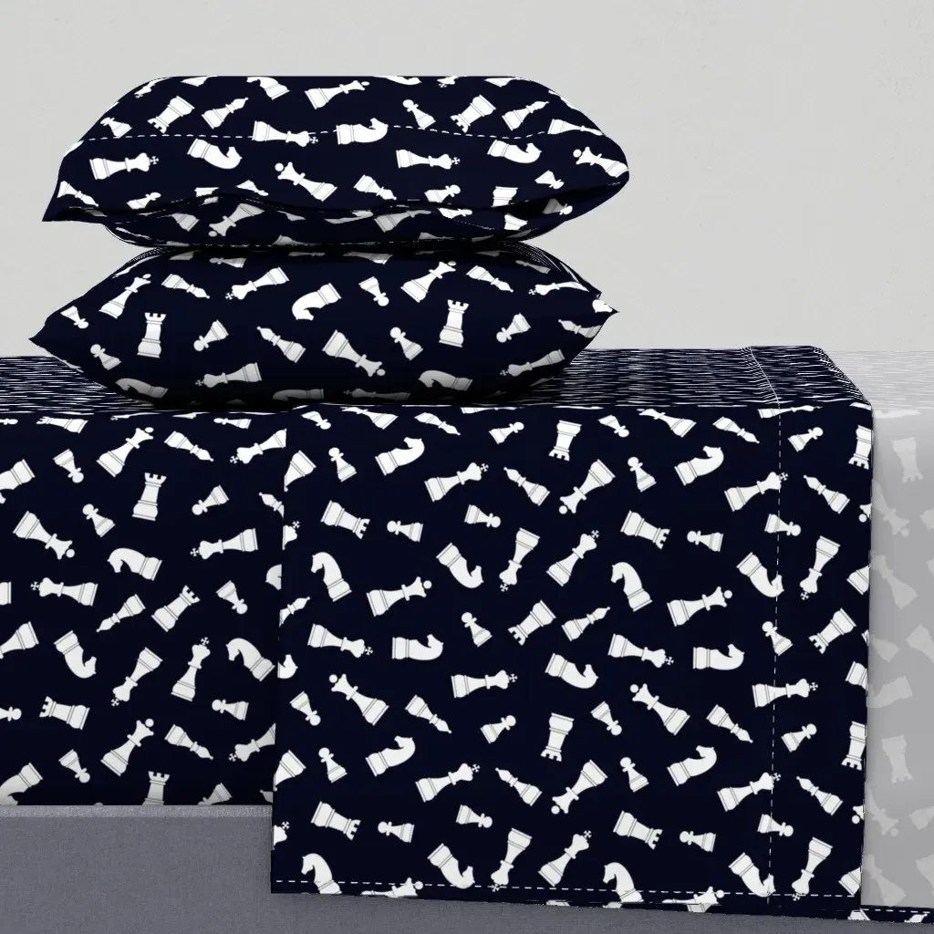 Black And White Chess Pieces Full Sheet Set - White product