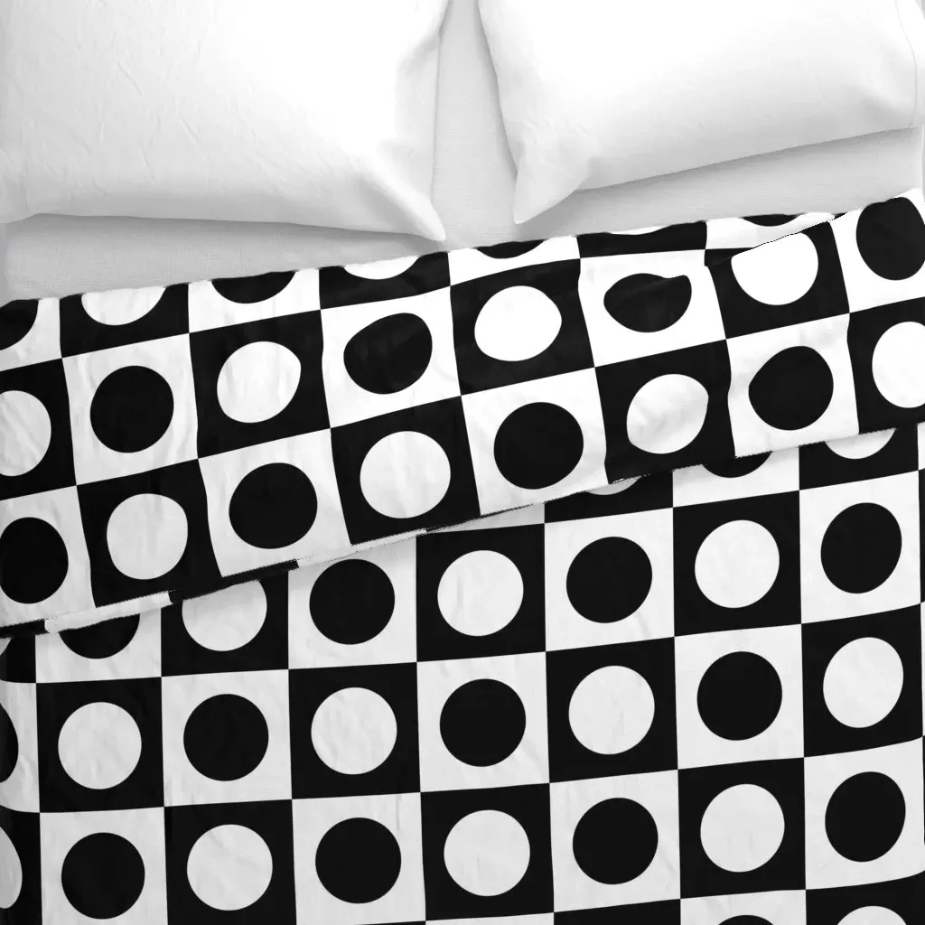 Black and White Circles Duvet Cover - Black alternate view