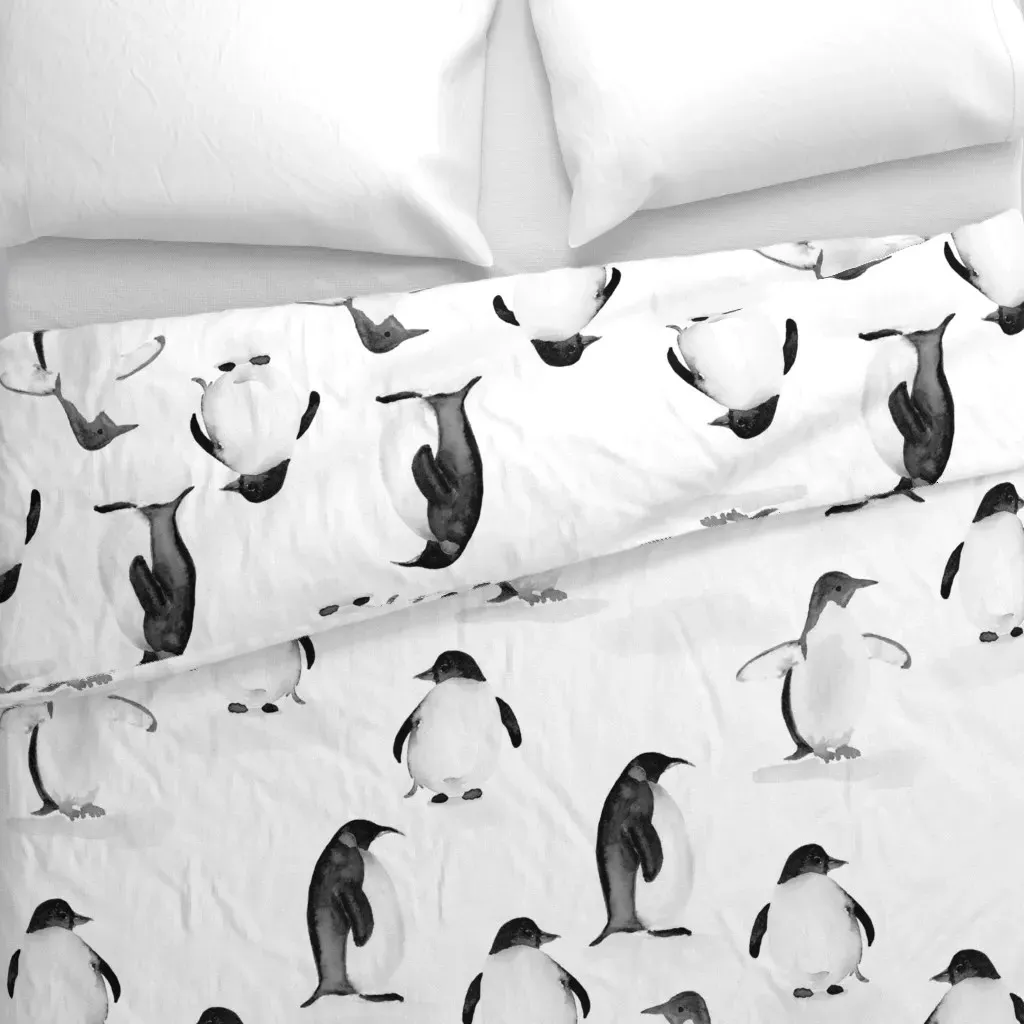 Black and White Painterly Duvet Cover - Black alternate view