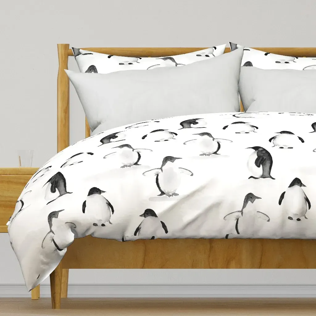 Black and White Painterly Duvet Cover - Black product