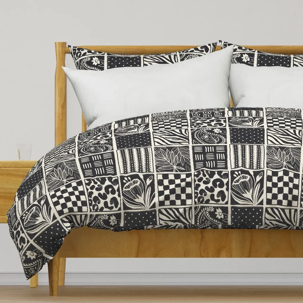 Black and White Pattern Duvet Cover - Black product