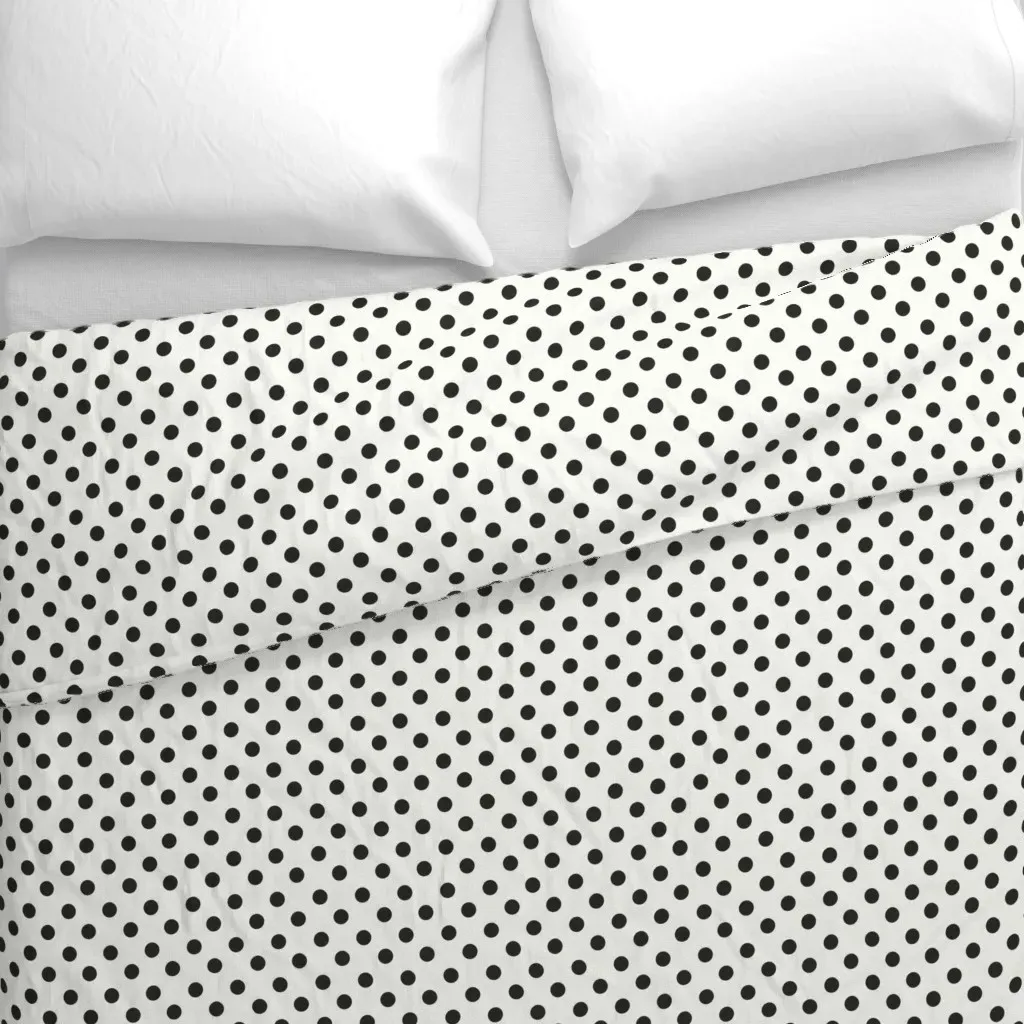 Black and White Polka Dot Duvet Cover - Black alternate view