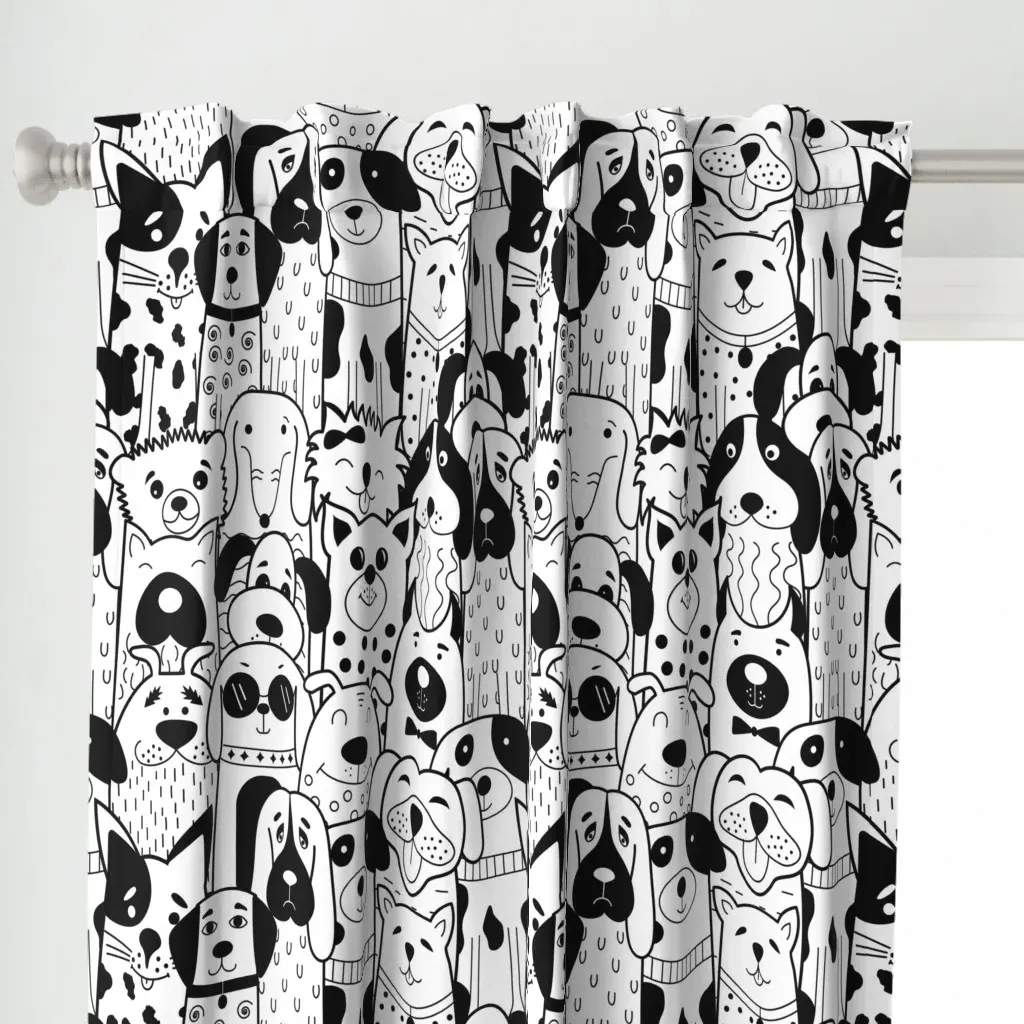 Black and White Seamless Curtain Panel - Black alternate view