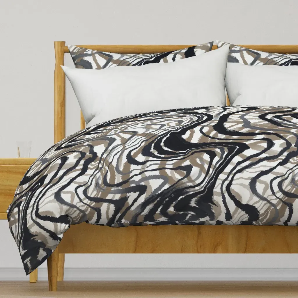 Black and White Waves Duvet Cover - Black product