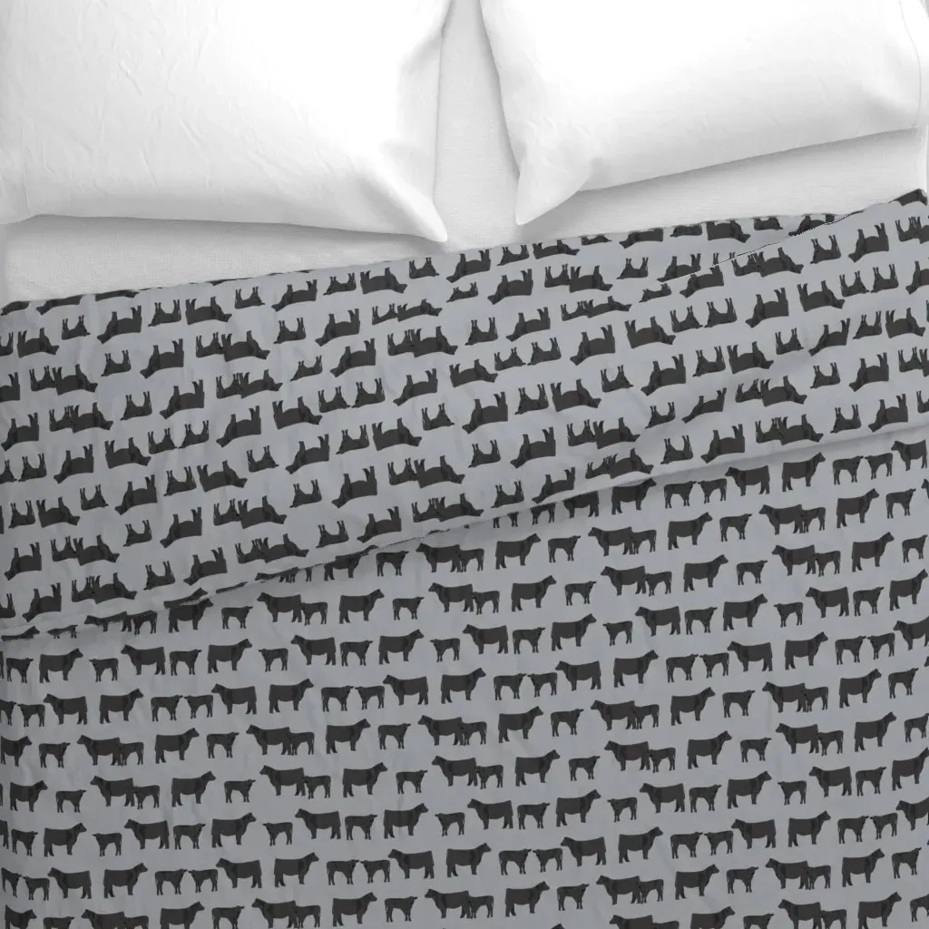 Black Angus Cattle Duvet Cover - Dark Gray alternate view