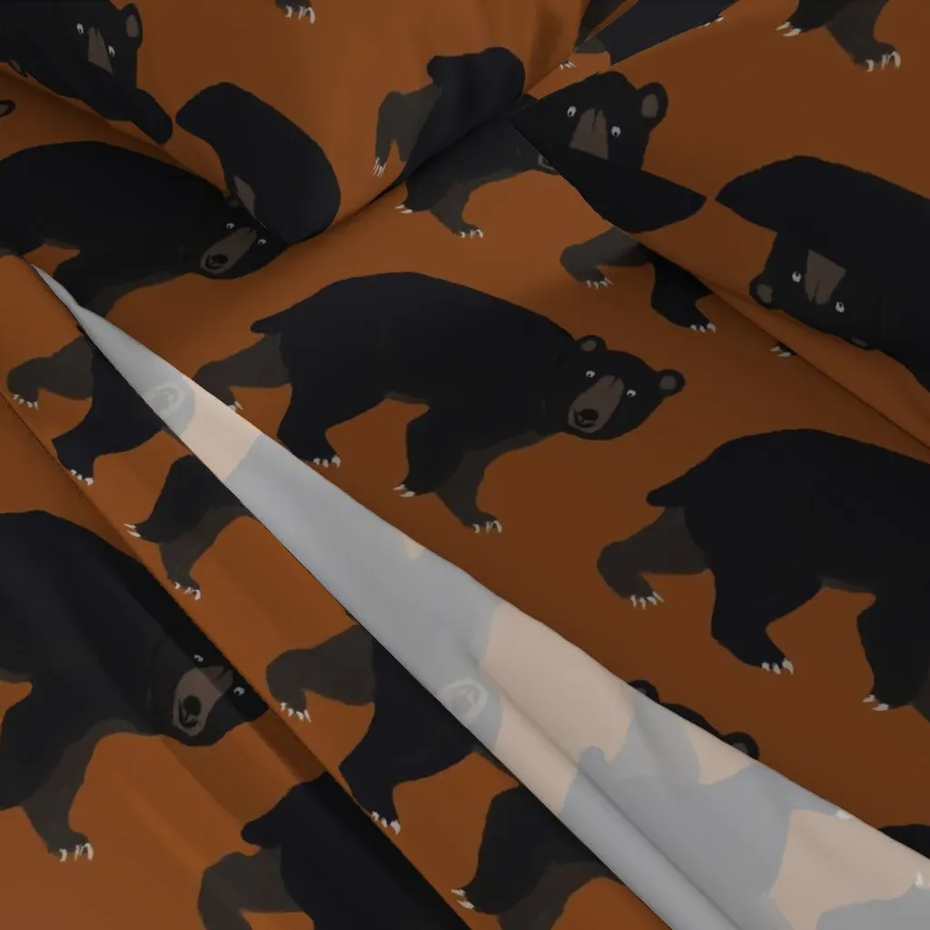 Black Bear On Rust Queen Sheet Set - Black alternate view