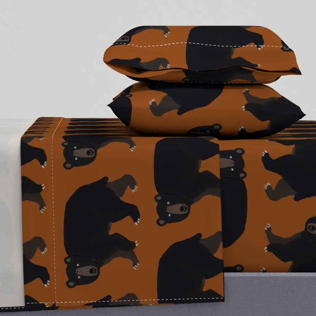 Black Bear On Rust Queen Sheet Set - Black product