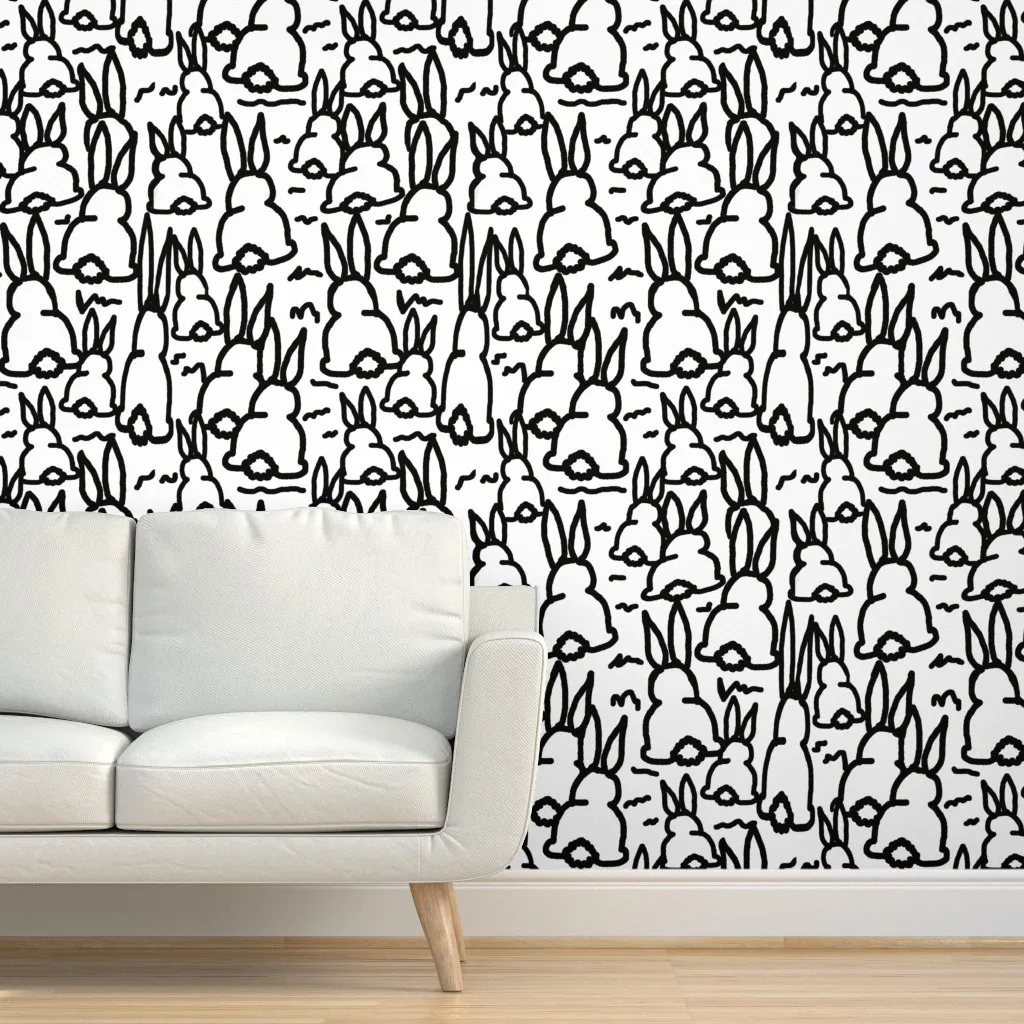 Black Bunny Bottoms Peel and Stick Wallpaper - Black, Fabric product