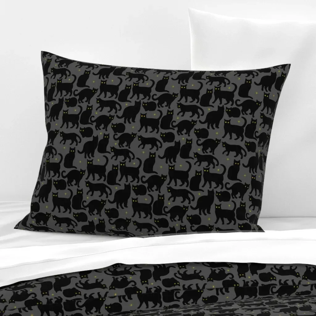 Black Cat Magic Noir Standard Knife Edge Cushion - Black, Cotton Sateen product