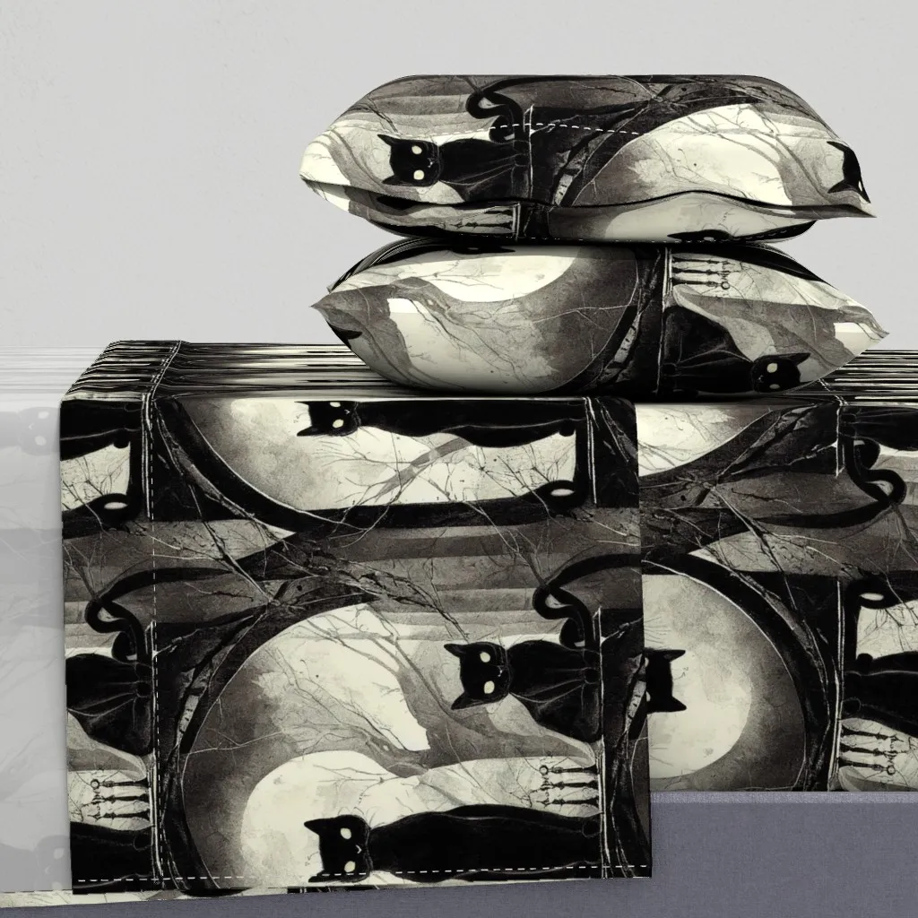 Black Cats Queen Size Sheet Set - Black product