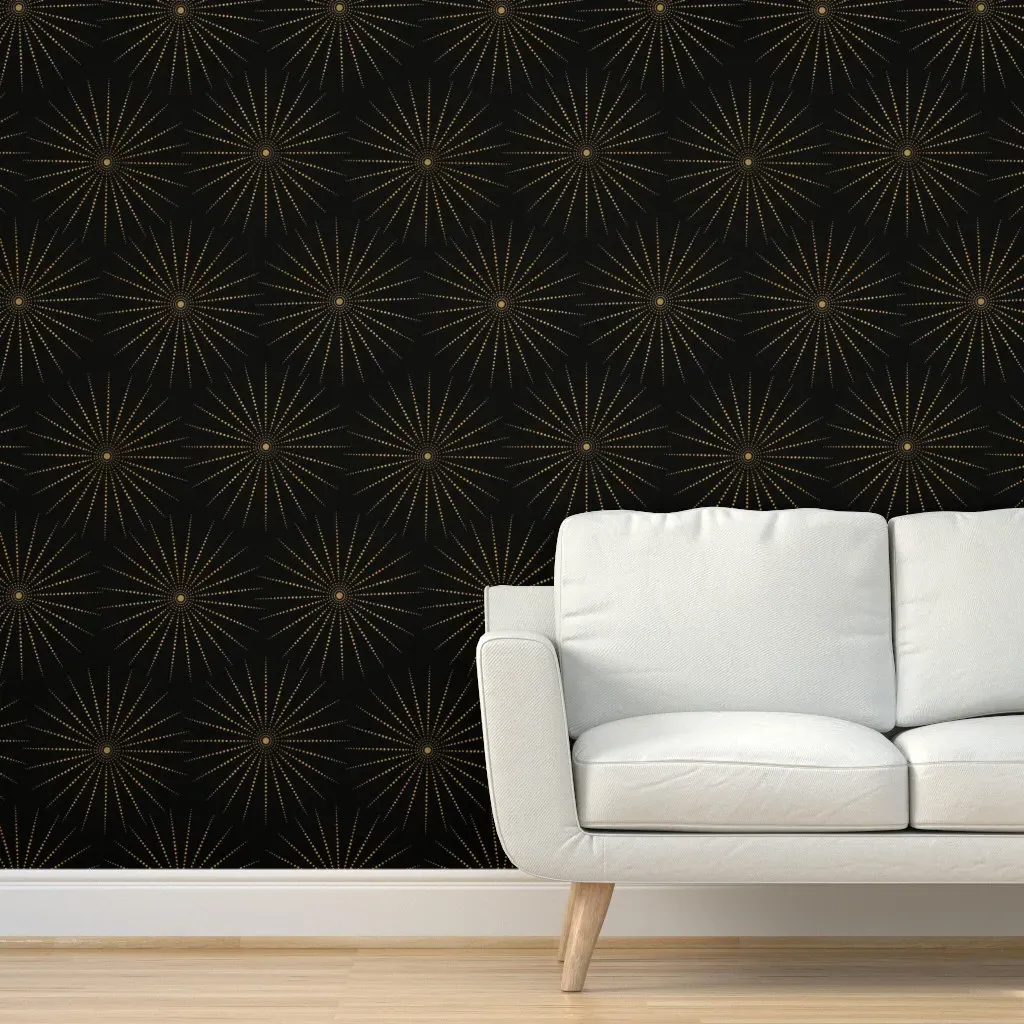 Black Gold Foil Starburst Peel and Stick Wallpaper - Gold product