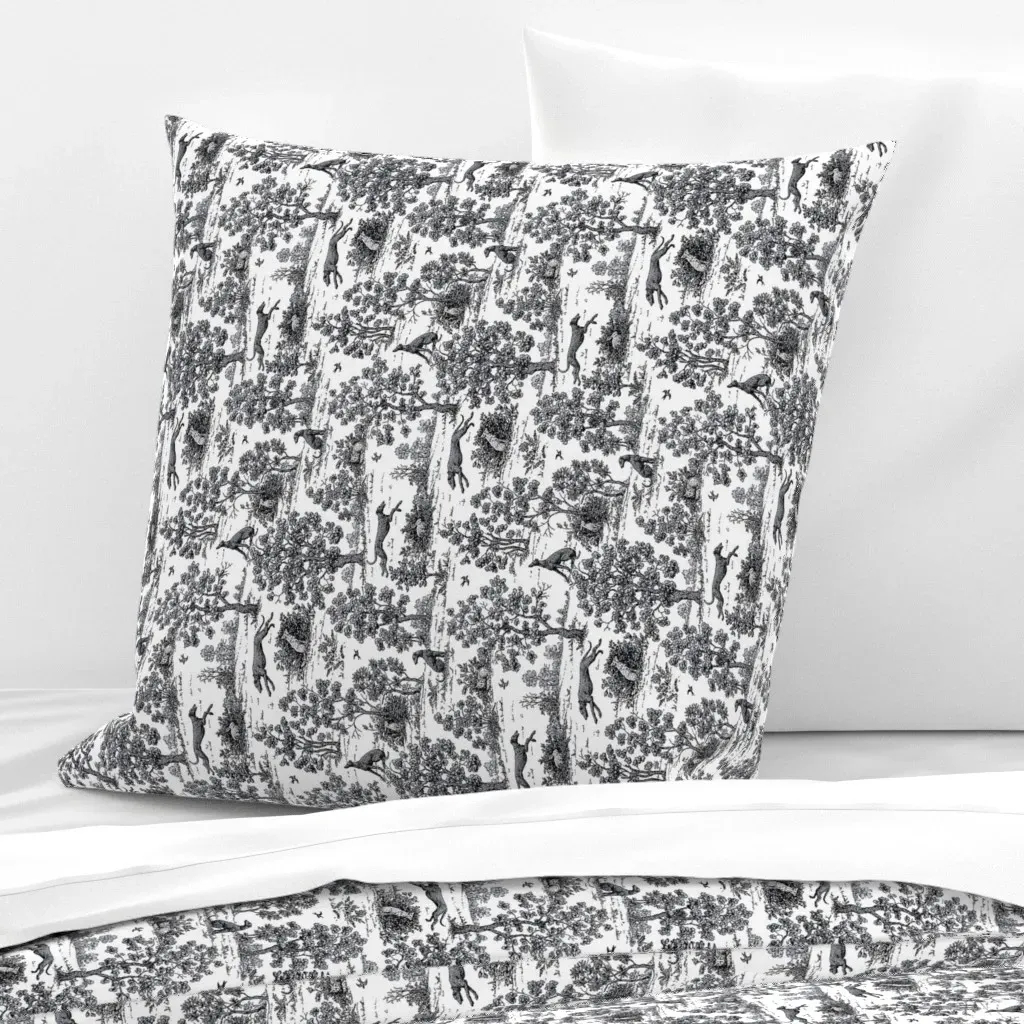 Black Greyhound Toile Euro Pillow Sham - Black product