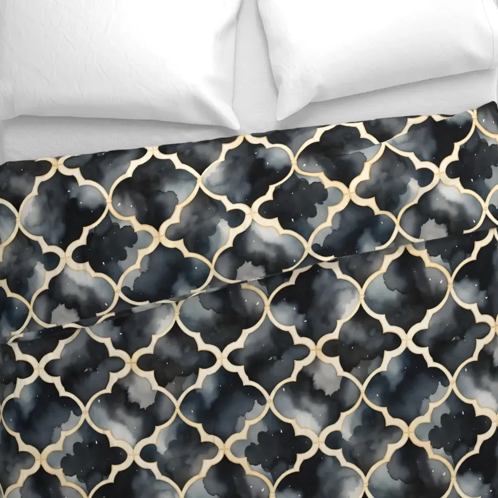 Black & Ivory Geometric Duvet Cover - Dark Gray alternate view