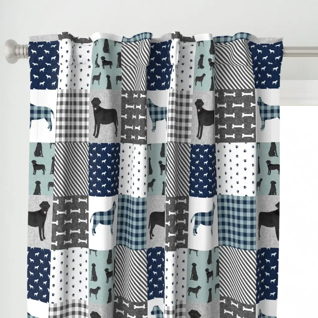 Black Lab Cheater Pet Curtain Panel - Navy Blue alternate view