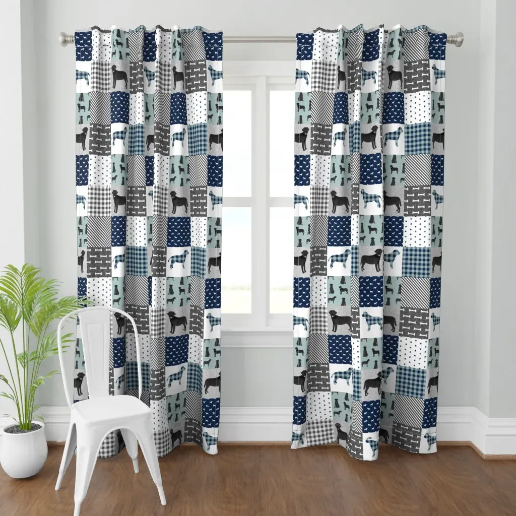 Black Lab Cheater Pet Curtain Panel - Navy Blue product