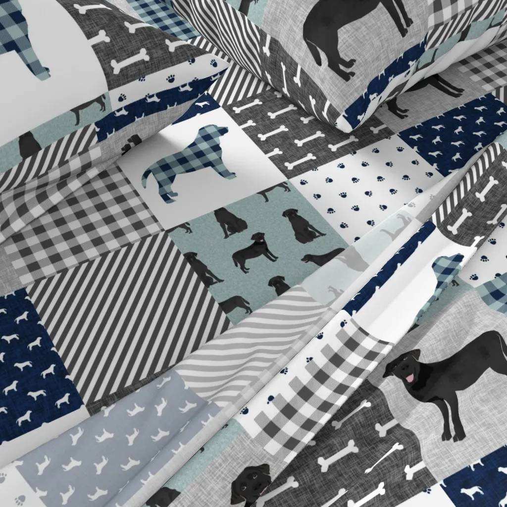Black Lab Dog Breed Twin Sheet Set - Navy Blue alternate view