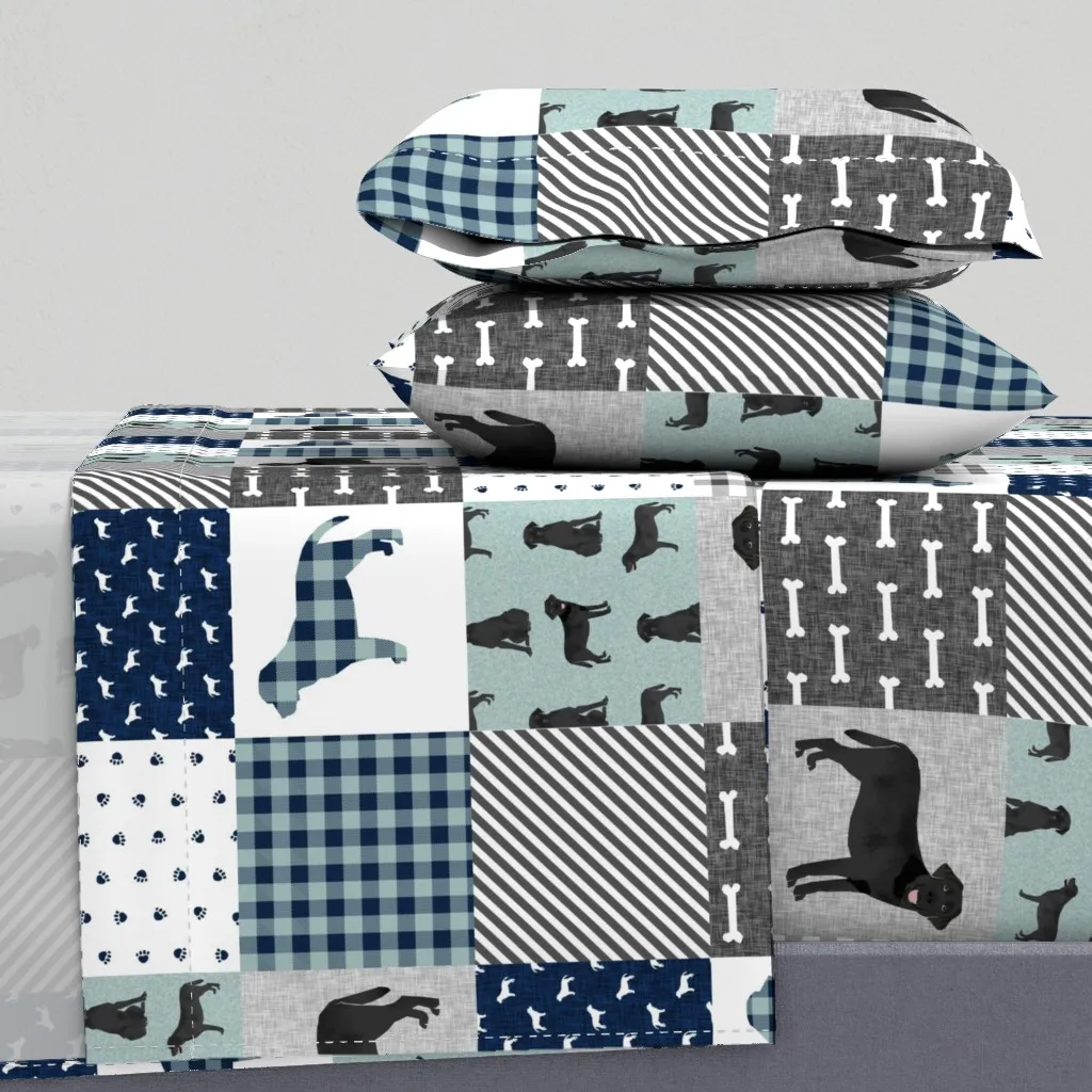 Black Lab Dog Breed Twin Sheet Set - Navy Blue product