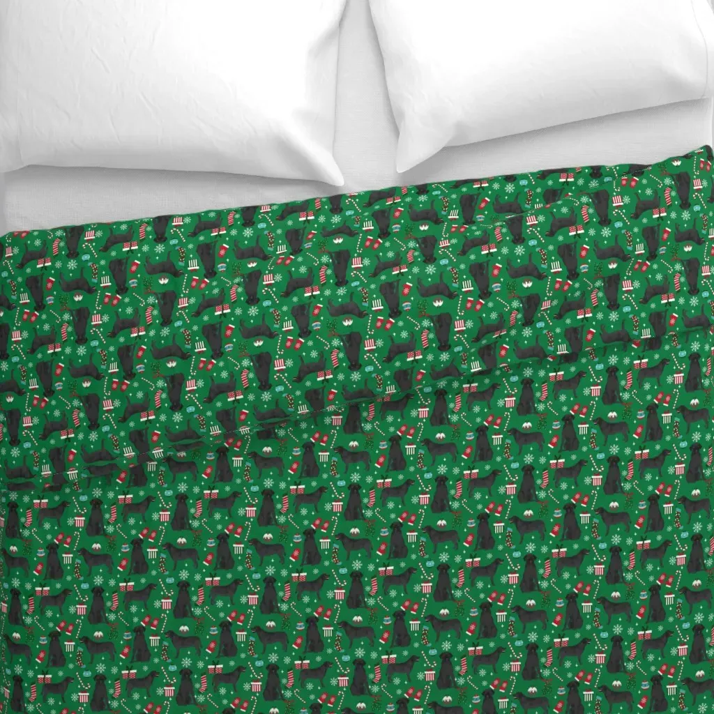 Black Labrador Retriever Duvet Cover - Green alternate view