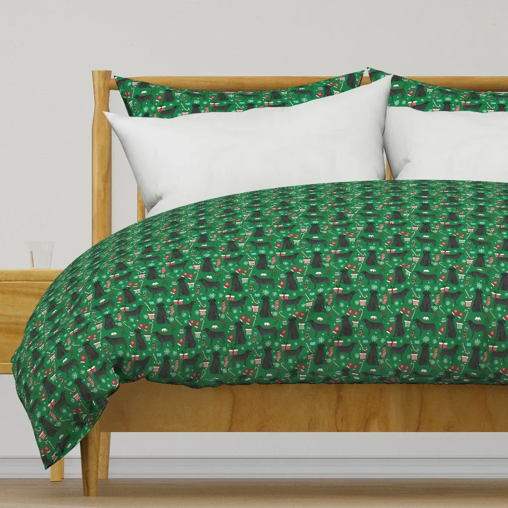 Black Labrador Retriever Duvet Cover - Green product